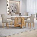 Ver imagem 1 de Conjunto Mesa Arizona 120cm com 4 Cadeiras Canela Tampo Redondo Plus com Vidro