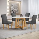 Ver imagem 1 de Conjunto Mesa Arizona 120cm com 4 Cadeiras Canela Tampo Redondo Plus com Vidro