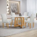 Ver imagem 1 de Conjunto Mesa Arizona 120cm com 4 Cadeiras Canela Tampo Redondo Plus com Vidro