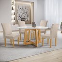 Ver imagem 1 de Conjunto Mesa Arizona 120cm com 4 Cadeiras Canela Tampo Redondo Plus com Vidro