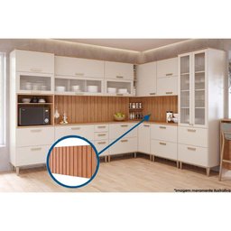 Fechamento de Cozinha Modulado Painel Ripado Gourmet Eloise 80cm Freijo - Mgm - 4