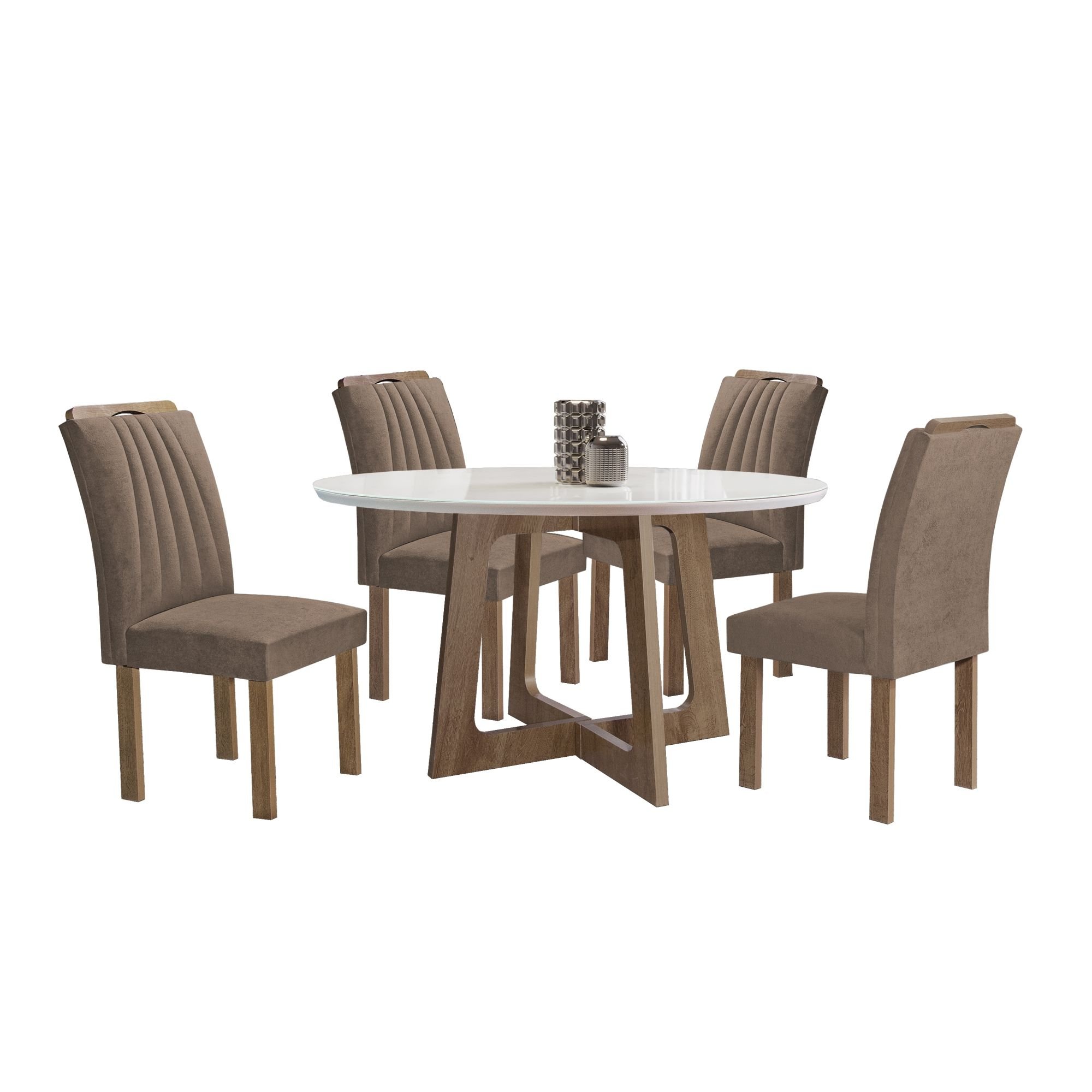 Conjunto Mesa Arizona 120cm com 4 Cadeiras Arizona Tampo Redondo Plus com Vidro - 15