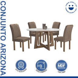 Conjunto Mesa Arizona 120cm com 4 Cadeiras Arizona Tampo Redondo Plus com Vidro - 2