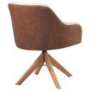 Ver imagem 4 de Poltrona Decorativa Hera Linho Nude Couro Caramelo com Base Giratória em Madeira