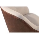 Ver imagem 5 de Poltrona Decorativa Hera Linho Nude Couro Caramelo com Base Giratória em Madeira