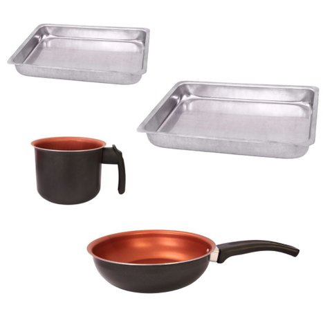 Kit Cozinha 2 Formas N1 N2 com Frigideira 18cm e Fervedor 14cm Antiaderente Alumínio