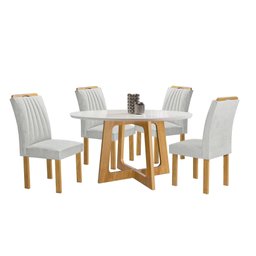 Conjunto Mesa Arizona 120cm com 4 Cadeiras Arizona Tampo Redondo Plus com Vidro - 15 Conjunto Mesa Arizona 120cm com 4 Cadeiras Arizona Tampo Redondo Plus com Vidro - 15