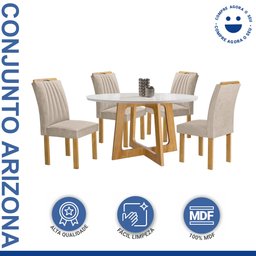 Conjunto Mesa Arizona 120cm com 4 Cadeiras Arizona Tampo Redondo Plus com Vidro - 2