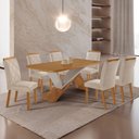 Ver imagem 2 de Mesa de Jantar Yasmin 180 Mdf Laminado e 6 Cadeiras Melissa Veludo Creme//off White