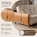 Ver imagem 5 de Sofá Cama Casal Luca 3 Lugares 2,09m Linho e Courino - Bege
