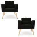 Ver imagem 1 de Kit 2 Poltronas Elisa Suede Preto Pés Palito Natural - D'Rossi