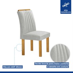 Conjunto Mesa Bella Ripada 120cm com Painel Espelhado Tampo Bella com Vidro 4 Cadeiras Arizona - 8