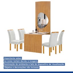 Conjunto Mesa Bella Ripada 120cm com Painel Espelhado Tampo Bella com Vidro 4 Cadeiras Arizona - 16