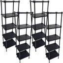 Ver imagem 1 de 4 Estantes de Plástico Modular Multiuso 5 Prateleiras 1 Torre Preta Montável 65 Kg Qualyplas