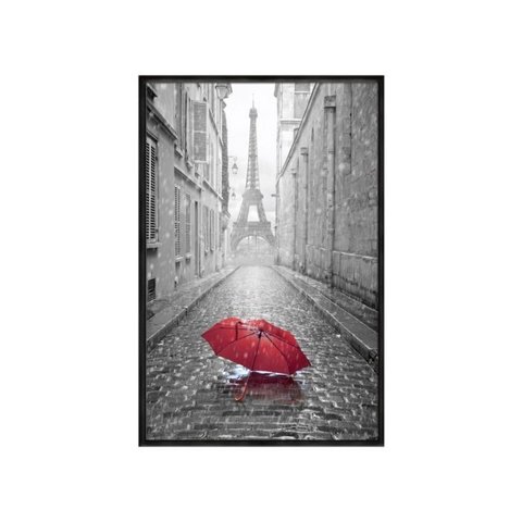 Quadro Decorativo - Guarda Chuva Torre Eiffel Paris Ct007 Vidro com Impressão Uv - 60x40cm