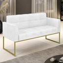 Ver imagem 2 de Sofá Namoradeira Base Industrial Dourado Ana Sintético Pu Branco - Ibiza