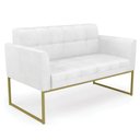 Ver imagem 1 de Sofá Namoradeira Base Industrial Dourado Ana Sintético Pu Branco - Ibiza