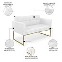 Ver imagem 3 de Sofá Namoradeira Base Industrial Dourado Ana Sintético Pu Branco - Ibiza