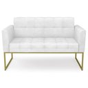 Ver imagem 6 de Sofá Namoradeira Base Industrial Dourado Ana Sintético Pu Branco - Ibiza