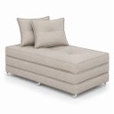 Ver imagem 2 de Puff Cama Dobravel Casal 130cm com Rodizios e Almofadas Cor: Linho Nude