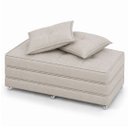 Ver imagem 1 de Puff Cama Dobravel Casal 130cm com Rodizios e Almofadas Cor: Linho Nude