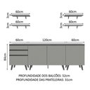 Ver imagem 4 de Armário de Cozinha Compacta 240cm Cinza Nice Madesa 01
