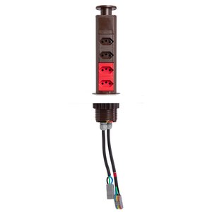 Mini Totem 4 Tomadas - 2 - 110v + 2- 220v Flex Qtmov Marrom