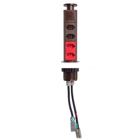 Mini Totem 4 Tomadas - 2 - 110v + 2- 220v Flex Qtmov Marrom