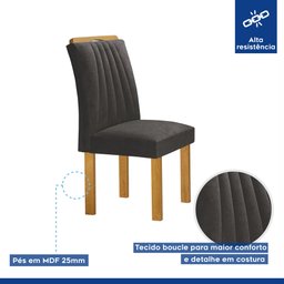 Conjunto Mesa Bella Ripada 120cm com Painel Espelhado Tampo Bella com Vidro 4 Cadeiras Arizona - 8