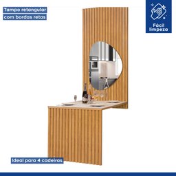Conjunto Mesa Bella Ripada 120cm com Painel Espelhado Tampo Bella com Vidro 4 Cadeiras Arizona - 4