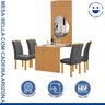 Conjunto Mesa Bella Ripada 120cm com Painel Espelhado Tampo Bella com Vidro 4 Cadeiras Arizona - 2