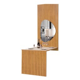 Conjunto Mesa Bella Ripada 120cm com Painel Espelhado Tampo Bella com Vidro 4 Cadeiras Arizona - 14