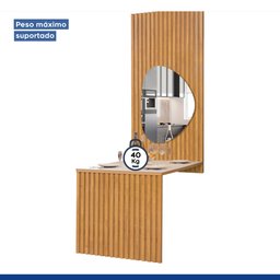 Conjunto Mesa Bella Ripada 120cm com Painel Espelhado Tampo Bella com Vidro 4 Cadeiras Arizona - 5