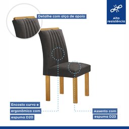 Conjunto Mesa Bella Ripada 120cm com Painel Espelhado Tampo Bella com Vidro 4 Cadeiras Arizona - 7