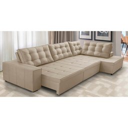 Sofá de Canto Direito Jacke Retrátil e Reclinável com Molas Suede 3,00x2,00 Adonai Estofados - 1