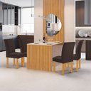 Ver imagem 1 de Conjunto Mesa Bella Ripada 120cm com Painel Espelhado Tampo Bella com Vidro 4 Cadeiras Canela