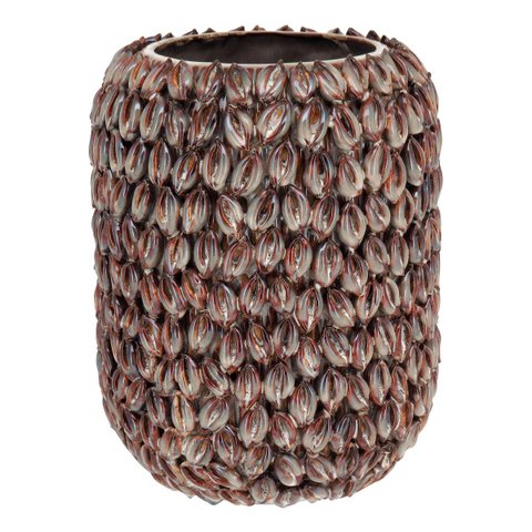 Vaso Decorativo Enfeite Casa Cerâmica 23x18x18cm Bege