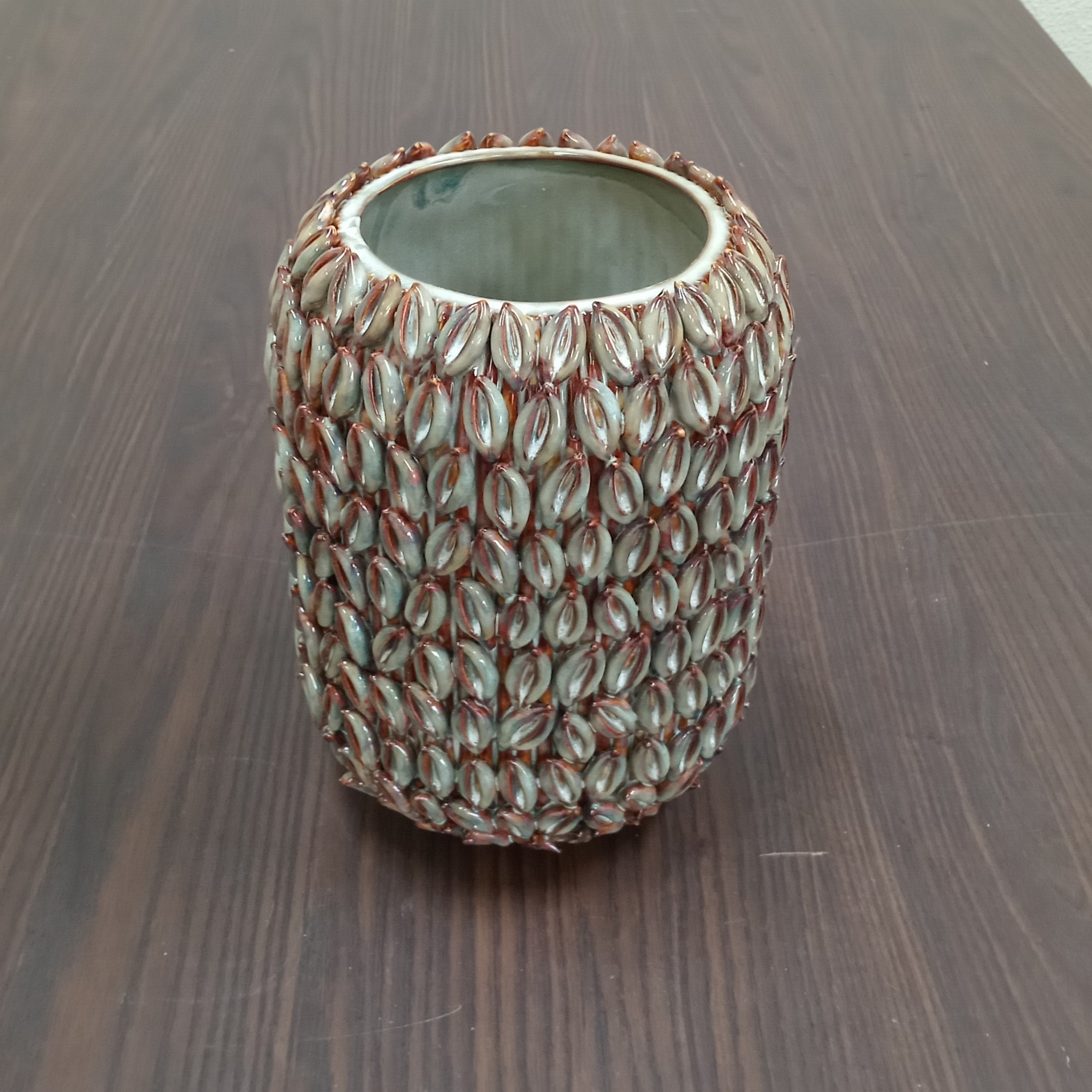 Vaso Decorativo Enfeite Casa Cerâmica 23x18x18cm Bege - 3