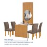 Conjunto Mesa Bella Ripada 120cm com Painel Espelhado Tampo Bella com Vidro 4 Cadeiras Canela - 8