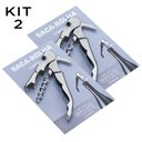 Ver imagem 1 de Kit 2 Saca-rolha Dois Estágios Abridor Vinho Aço Escovado