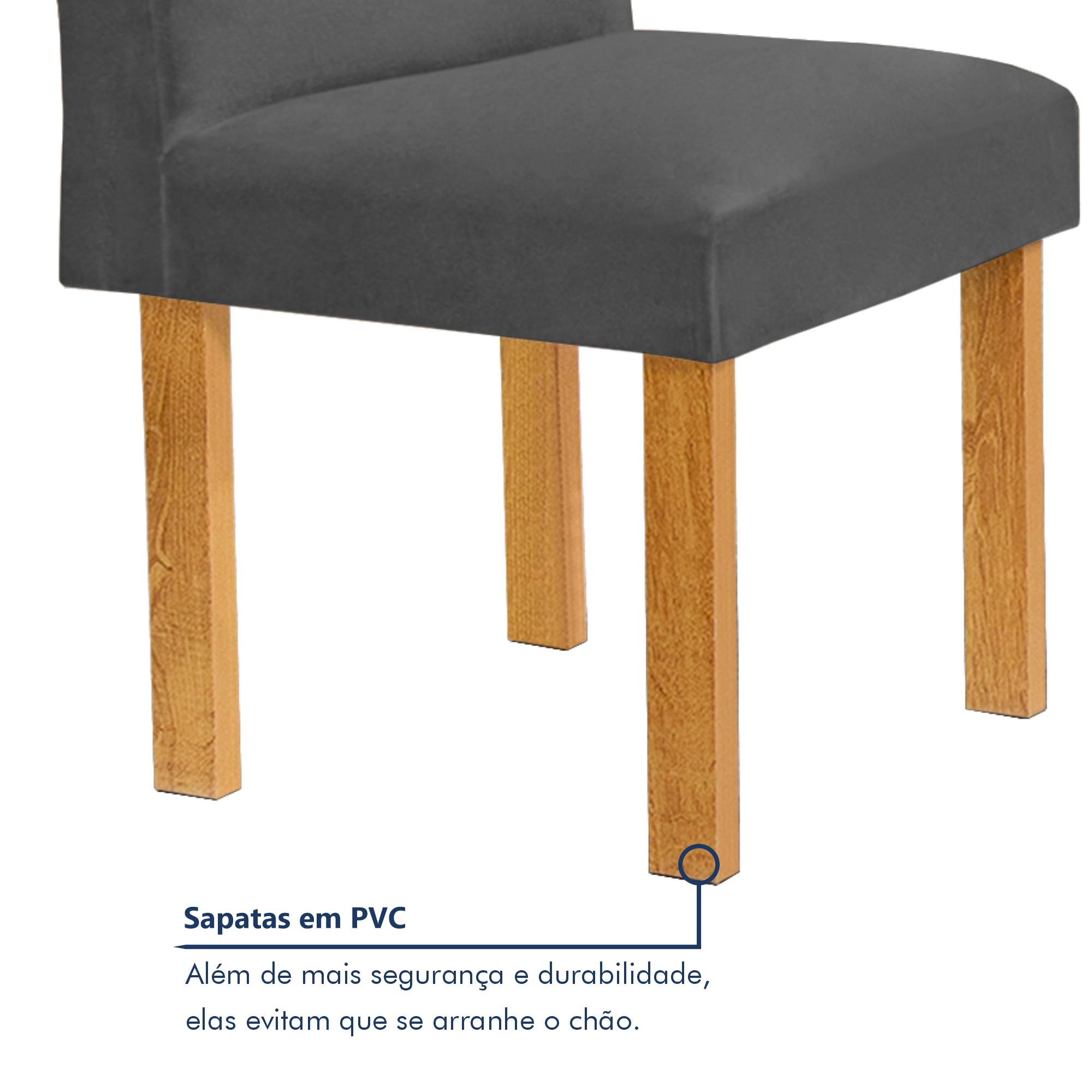 Conjunto Mesa Bella Ripada 120cm com Painel Espelhado Tampo Bella com Vidro 4 Cadeiras Canela - 7