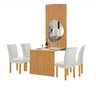 Conjunto Mesa Bella Ripada 120cm com Painel Espelhado Tampo Bella com Vidro 4 Cadeiras Canela - 14