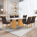 Ver imagem 1 de Conjunto Mesa Stella Ripada 170cm com 6 Cadeiras Stella Tampo Smart Plus com Vidro