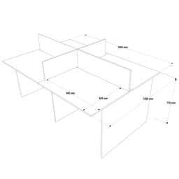 Baia de Trabalho 4 Lugares 180x120cm Cor:preto - 4