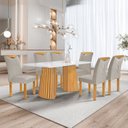 Ver imagem 1 de Conjunto Mesa Stella Ripada 170cm com 6 Cadeiras Stella Tampo Smart Plus com Vidro