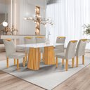 Ver imagem 1 de Conjunto Mesa Stella Ripada 170cm com 6 Cadeiras Stella Tampo Smart Plus com Vidro