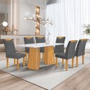 Ver imagem 1 de Conjunto Mesa Stella Ripada 170cm com 6 Cadeiras Stella Tampo Smart Plus com Vidro