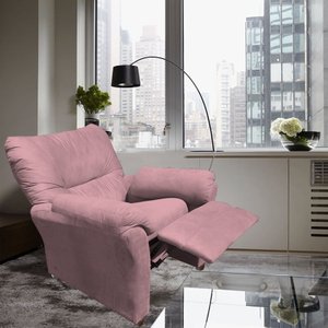 Poltrona Reclinável Manu Amamentação Bebe Quarto Sala  Suede  Rosa
