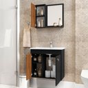 Ver imagem 3 de Armário de Banheiro 3 Portas com Cuba Munique Preto Fosco/Ripado - Móveis Bechara