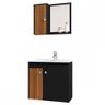 Armário de Banheiro 3 Portas com Cuba Munique Preto Fosco/Ripado - Móveis Bechara - 2